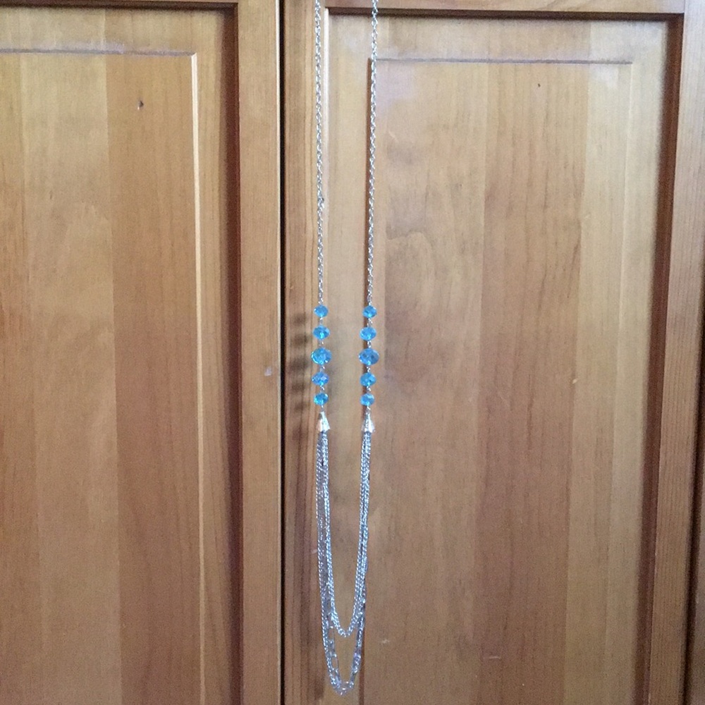 Paparazzi Silver & Aqua Lanyard Necklace